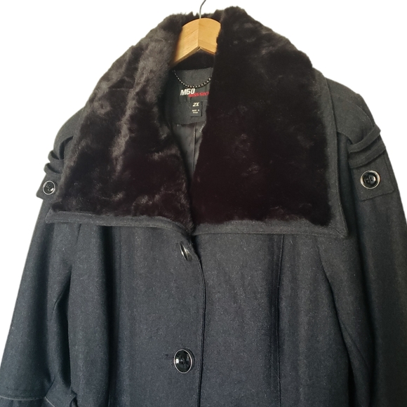 Miss Sixty M60 Womens Size 2X Black Wool Blend Button Front Belted Pea Coat - Picture 4 of 13